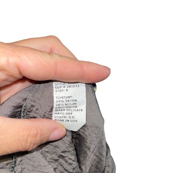 Cut Loose Womens Dress Size Small Taupe Crinkle Lantern Midi Pleated Pockets - Picture 6 of 7